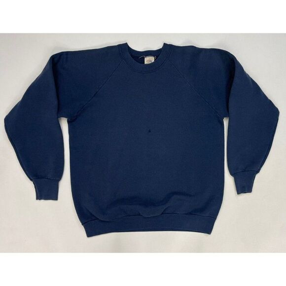 VINTAGE Fruit Of The Loom Blank Sweatshirt Men Medium Blue USA 90s - Picture 1 of 5